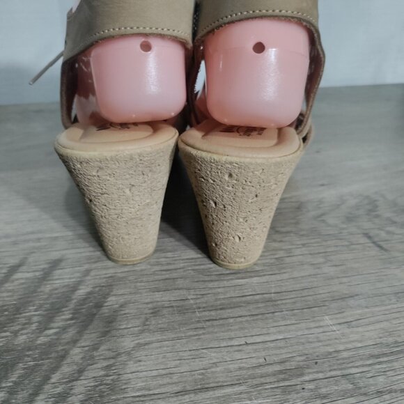 Spring Step Lamay Beige Leather Upper Open-toe Lace-up Wedge Size 40 US 10 - Picture 4 of 9